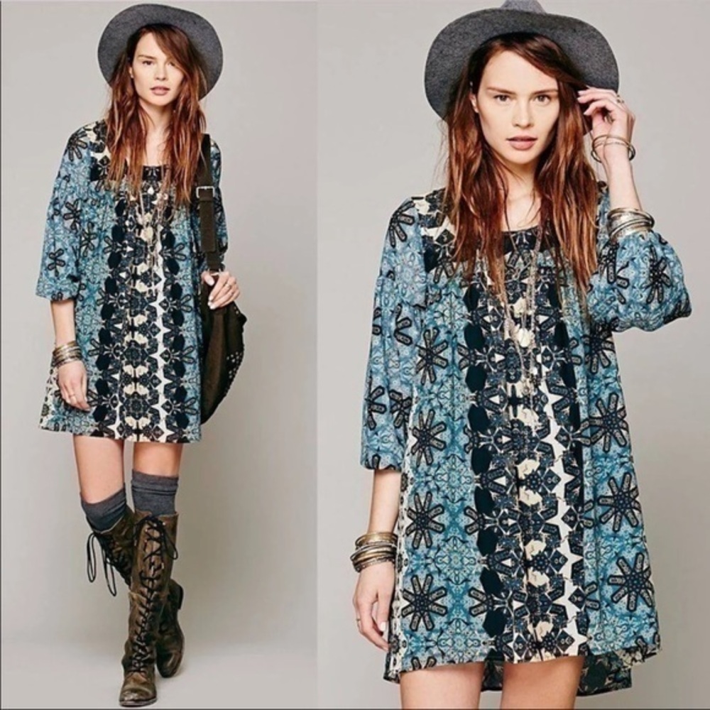 Free People Late Summer Love Boho above the knee dress NWOT